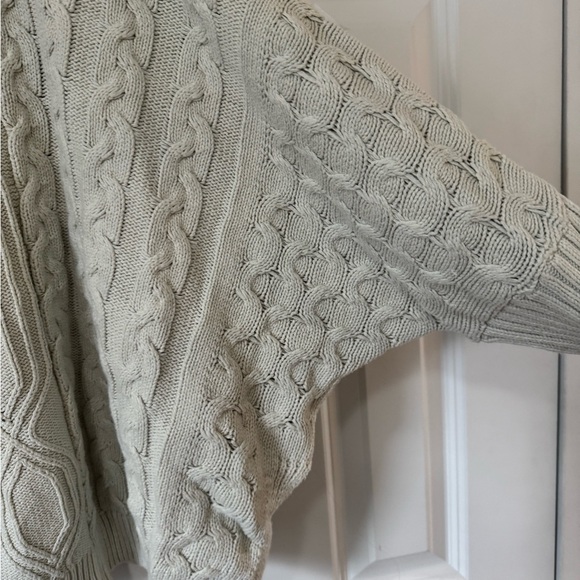 Anthropologie Light Gray Cable Knit Sweater - Picture 6 of 7
